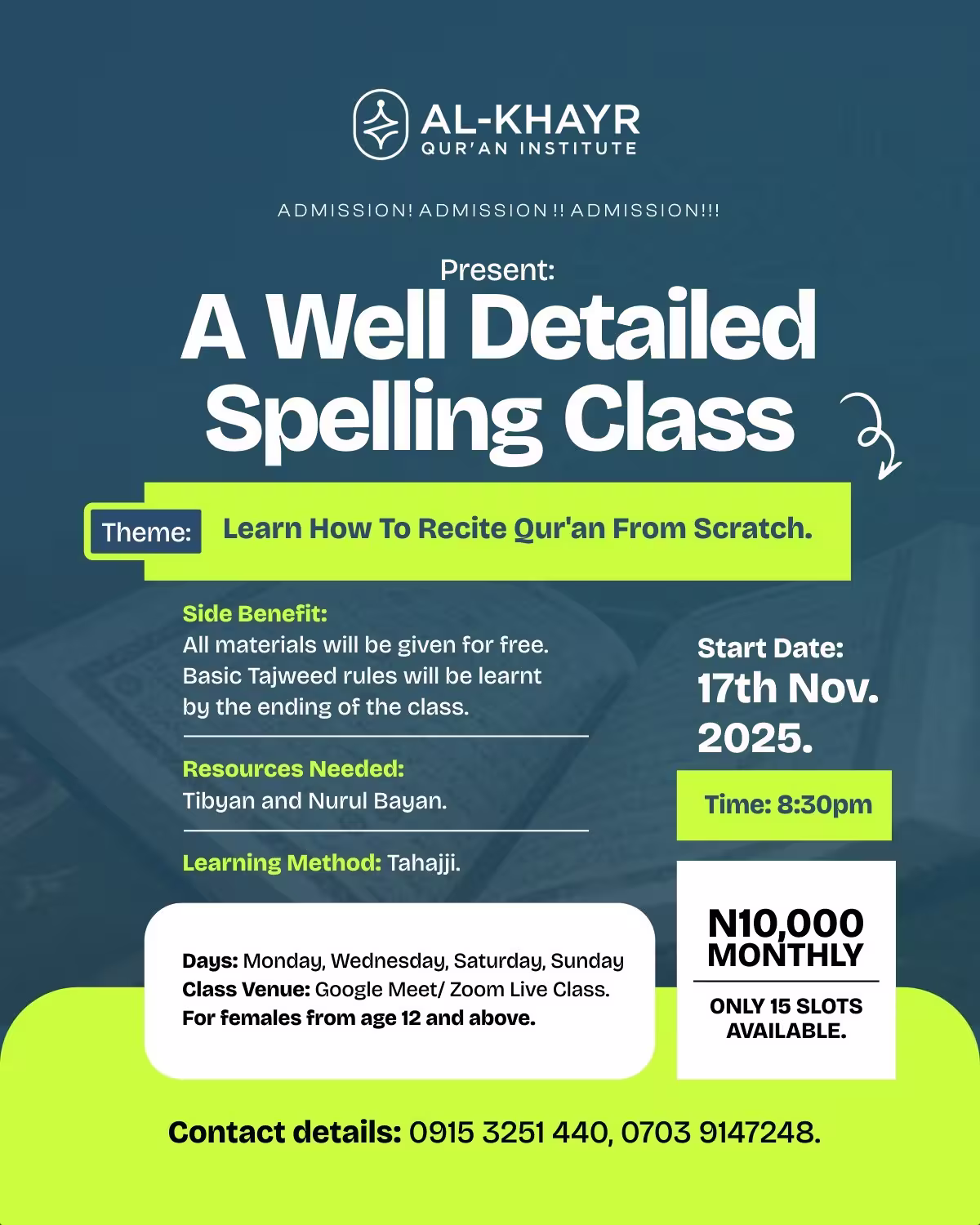 group beginner's spelling class